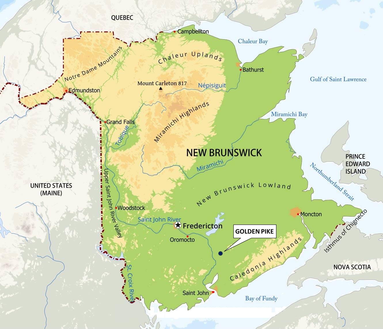 Golden Pike Project location in New Brunswick